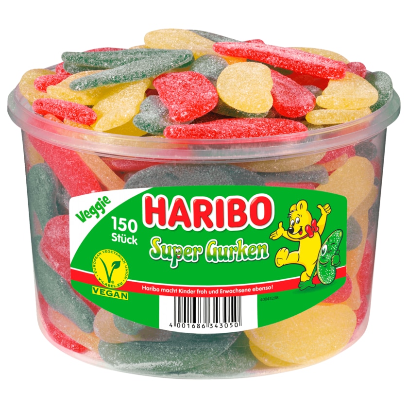 Haribo Fruchtgummi Super Gurken 150 Stück 1,35kg